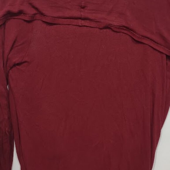 JOAN VASS CRANBERRY SHEER COWLED OPEN FRONT OVERSIZED VERY LONG SWEATER SIZE S - Picture 3 of 8